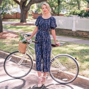 Gal Meets Glam Violet Floral Print Jumpsuit